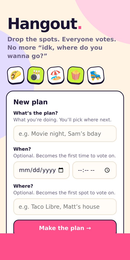 Creating a new plan in Hangout