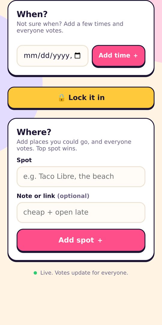 Adding spots to a Hangout plan